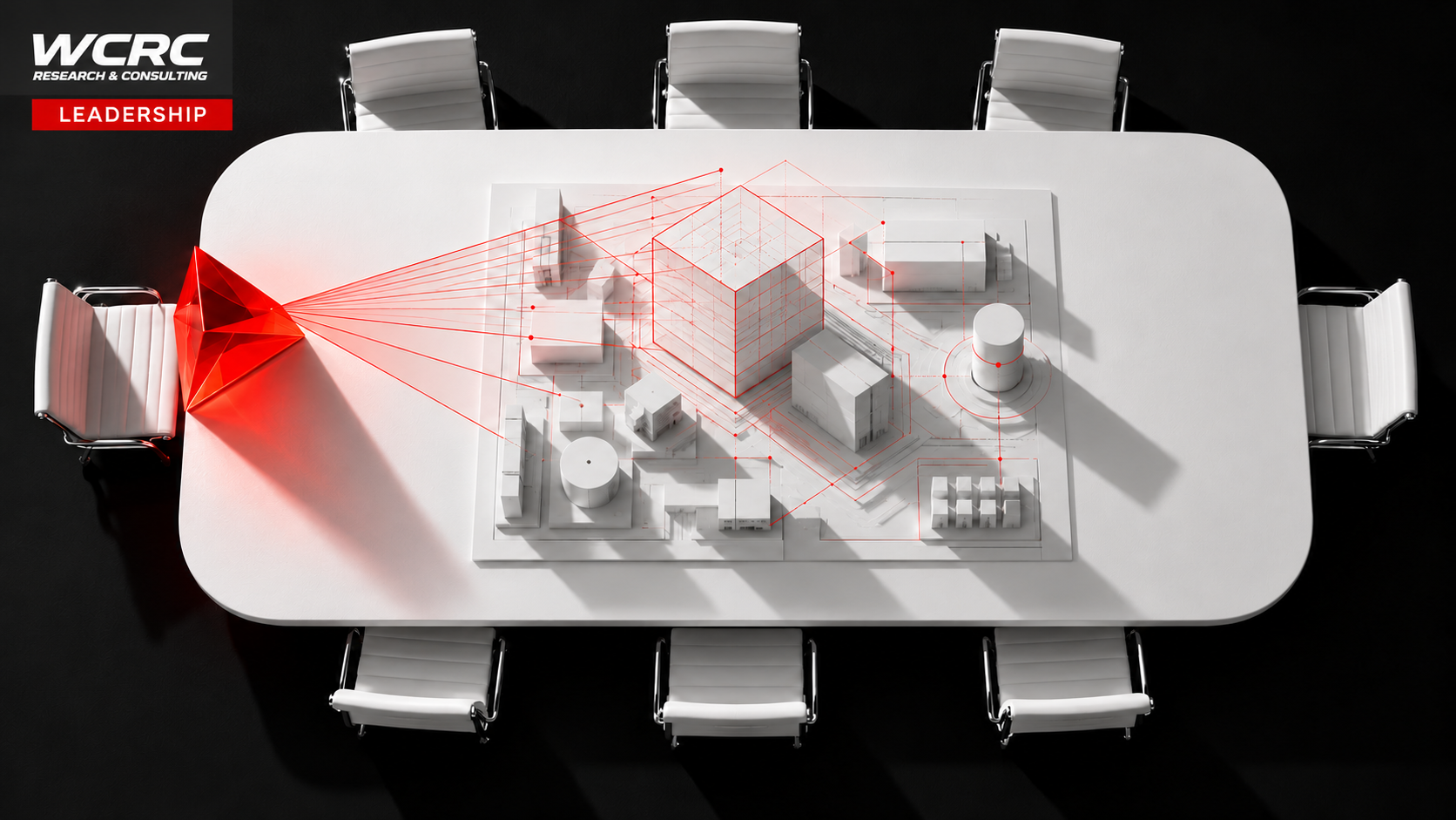 Boardroom table and optical prism illustrating specialist knowledge sharpening board scrutiny.