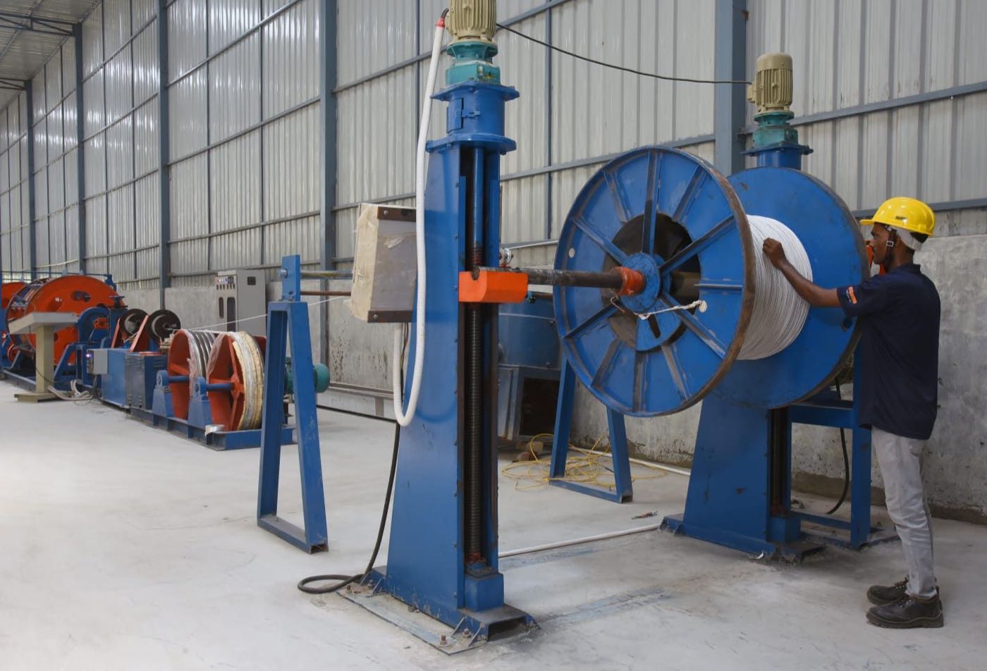 Batra Henlay Cables reel on a pay-off stand